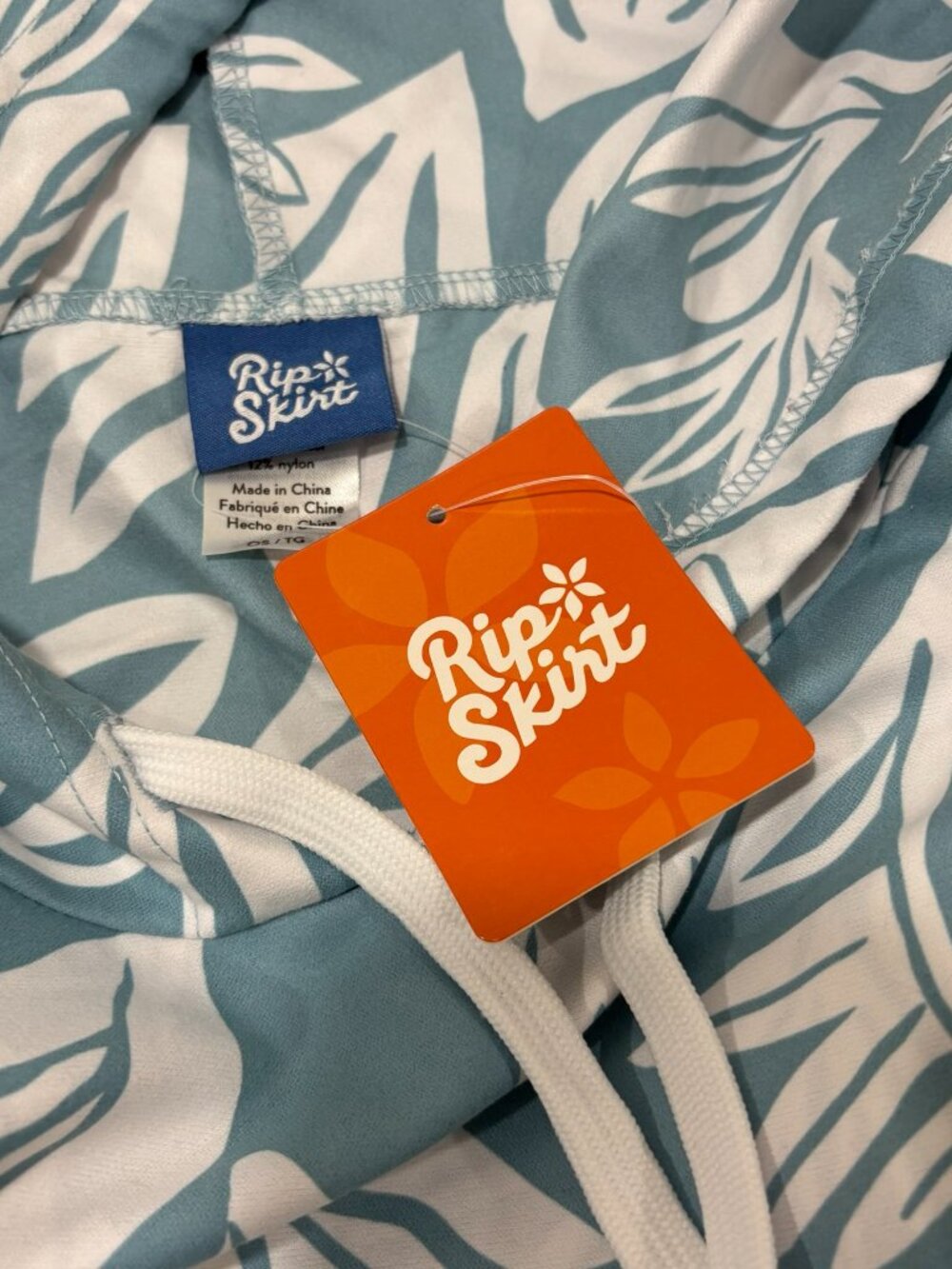 RipSkirt Hawaii Blue Tropical Changing Cozy Hooded Poncho Cover-Up One Size NEW - Picture 6 of 8